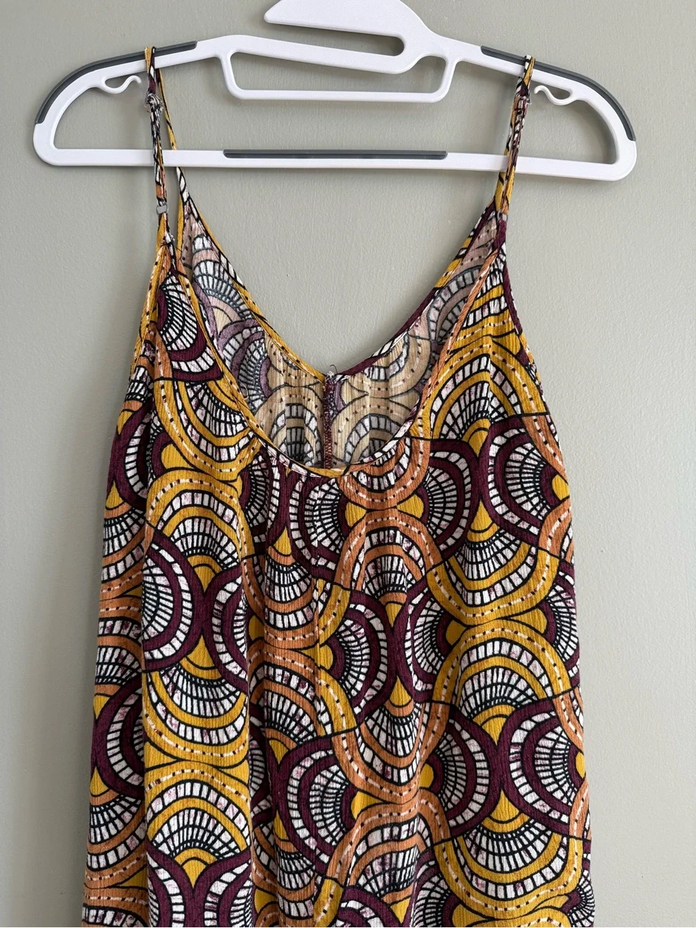 Boho Geometric Cropped Jumpsuit Romper Adjustable Straps Stretch Wide Leg Medium
